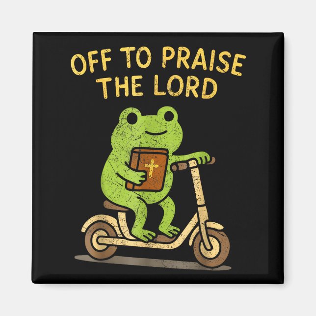 Aimant Off To Praise The Lord Frog Christian  (Devant)