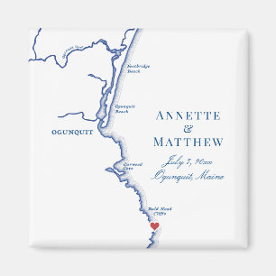 Aimant Ogunquit Maine Map Élégant Mariage Faveur
