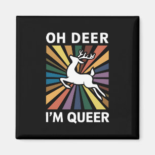 Aimant Oh cerf je suis queer arc-en-ciel LGBT Fierté Gay