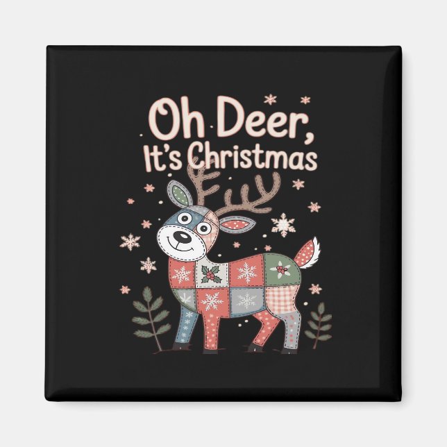 Aimant Oh Deer Its Christmas Miniature Patchwork Squares (Devant)
