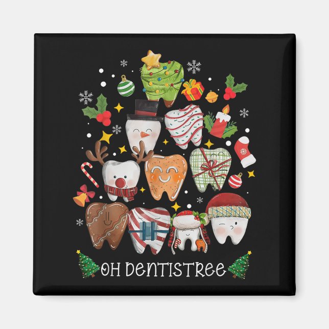 Aimant Oh Dentistree Merry Christmas Dental Funny Teeth T (Devant)