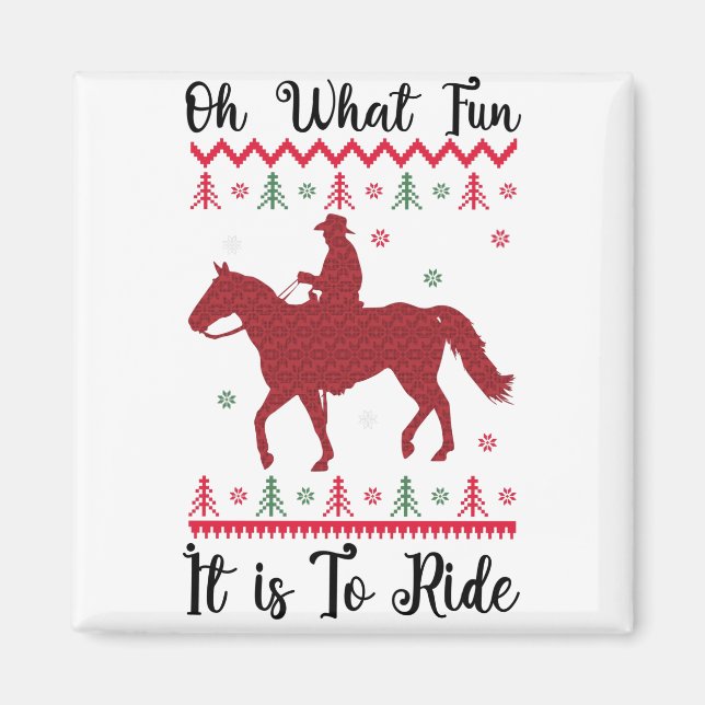 Aimant Oh Quel Amusement C'Est De Faire Du Cheval Noël (Devant)