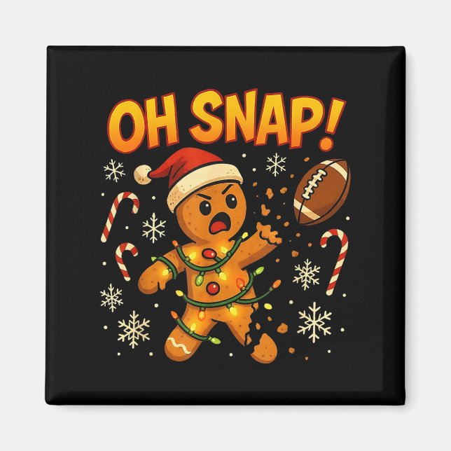 Aimant Oh Snap Funny Gingerbread Football Christmas Light (Devant)