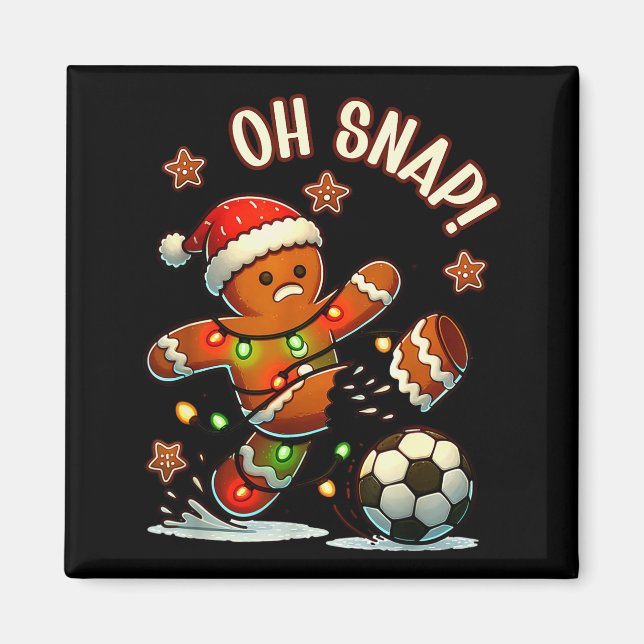 Aimant Oh Snap Gingerbreadman Christmas Soccer  (Devant)