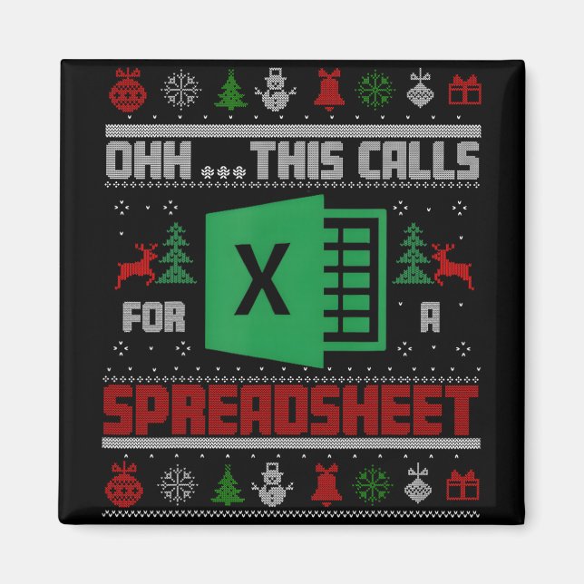Aimant Oh This Calls For A Spreadsheet Christmas Sweater  (Devant)