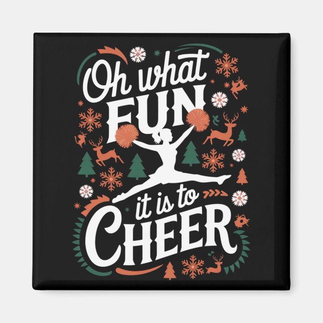 Aimant Oh What Fun It Is To Cheer Ugly Cheerleading Xmas  (Devant)