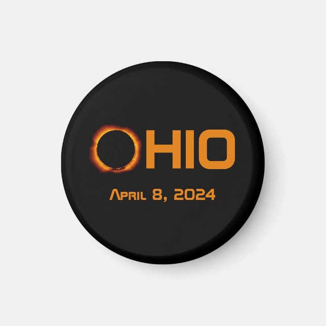 Aimant Ohio 2024 Total Éclipse Solaire (Devant)