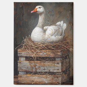 Aimant Oie sur une peinture nivale