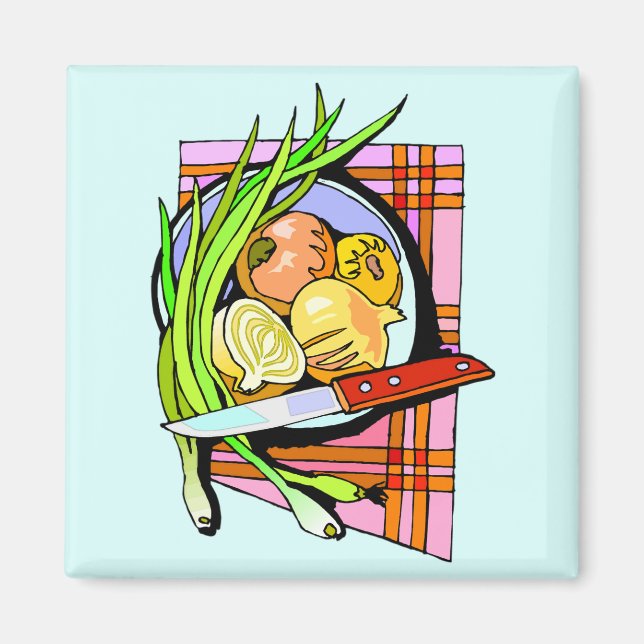 Aimant Oignons coupés et pommes de terre (Devant)