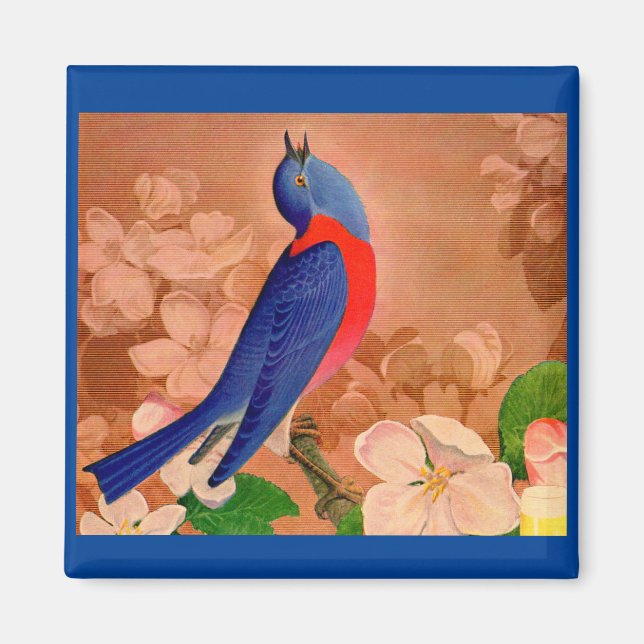 Aimant oiseau bleu du bonheur (Devant)