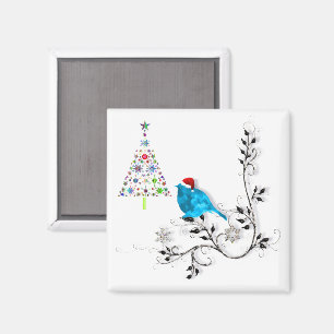 Aimant Oiseau bleu et arbre de Noël !