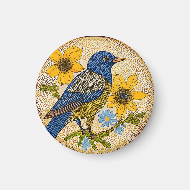 Aimant Oiseau coloré  (Devant)