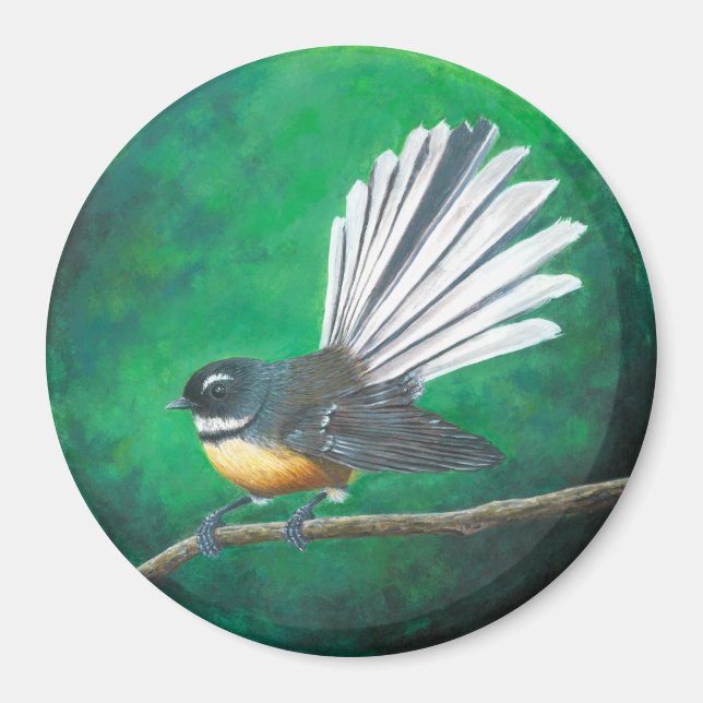 Aimant Oiseau de la Nouvelle-Zélande (piwakawaka) - Magne (Devant)