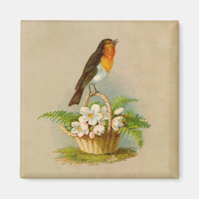 Aimant Oiseau de printemps sur le panier (Devant)