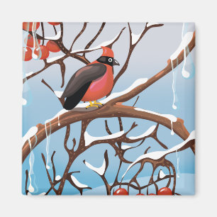 Aimant oiseau d'hiver