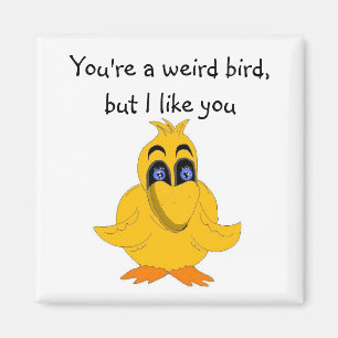Aimant Oiseau hilarant avec une phrase