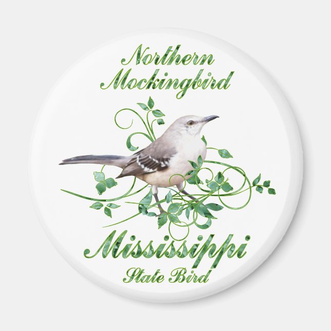 Aimant Oiseau Mockingbird Mississippi State Bird (Devant)