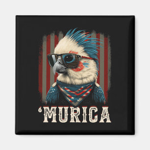 Aimant Oiseau Perruche Patriotique Drapeau Américain 4 Ju