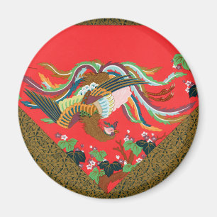 Aimant Oiseau Phoenix Rouge Vintage Art Japonais G.A. Aud