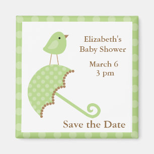 Aimant Oiseau vert et parapluie