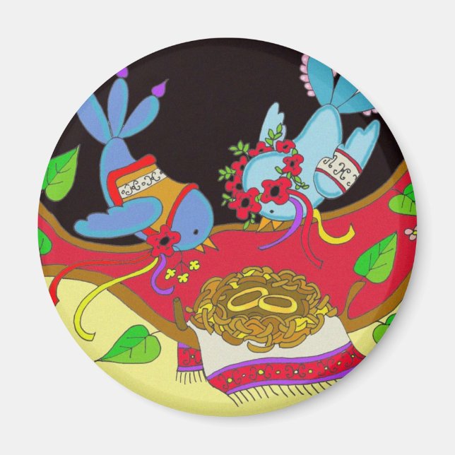 Aimant Oiseaux mariages ukrainiens Folk Art (Devant)