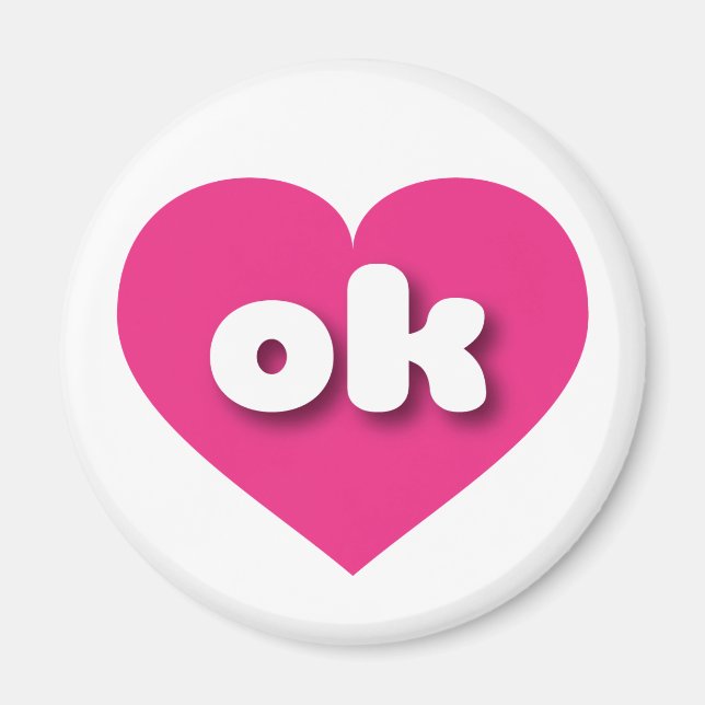 Aimant Oklahoma coeur rose chaud - I love ok (Devant)