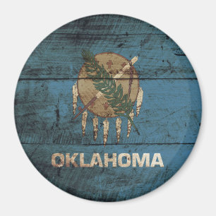 Aimant Oklahoma State Flag on Old Wood