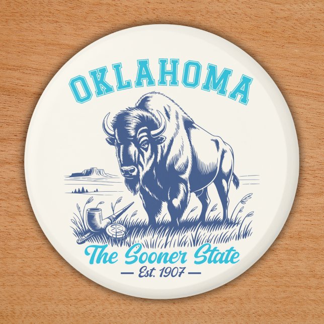 Aimant Oklahoma The Sooner State - Bison Art Design (Créateur téléchargé)