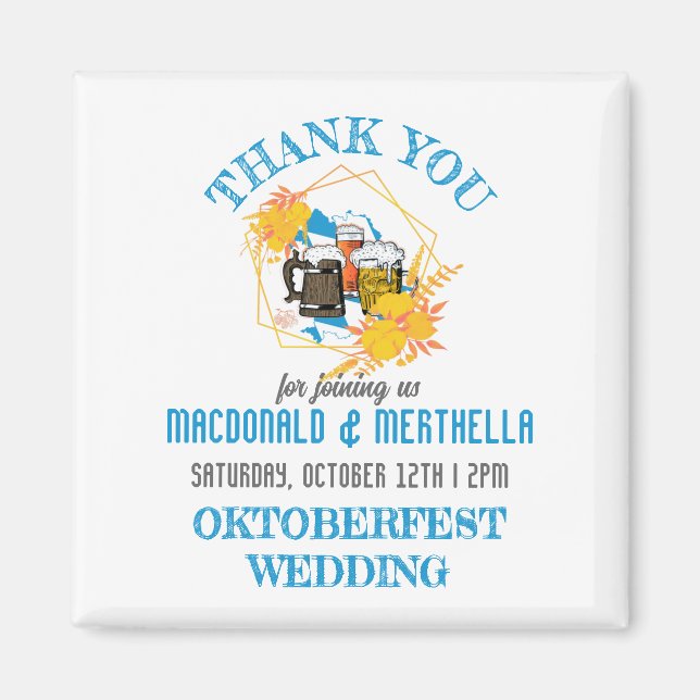 Aimant OKTOBERFEST Mariage Merci Favor (Devant)