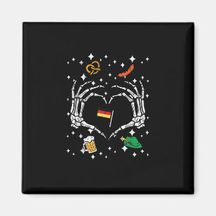 Aimant Oktoberfest Skeleton Drapeau de coeur main alleman