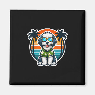 Aimant Old English Sheepdog Dog Owner Summer Vibes Vacati
