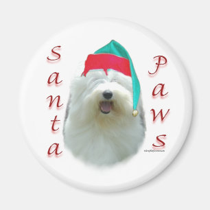 Aimant Old English Sheepdog Père Noël Paws