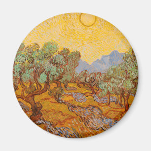 Aimant Oliviers de Van Gogh Ciel Soleil Jaune