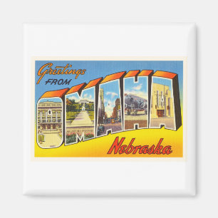 Aimant Omaha Nebraska NE Vieux souvenir Vintage voyage