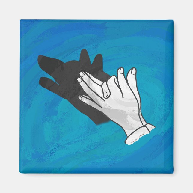 Aimant Ombre de loup sur bleu (Devant)
