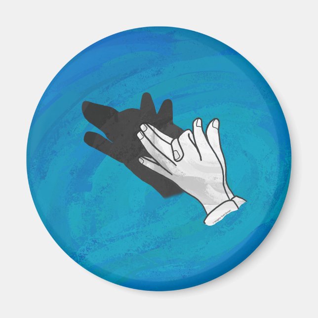 Aimant Ombre de loup sur bleu (Devant)