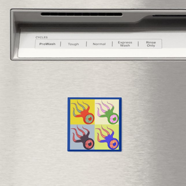 Aimant One Eyed Squids Retro Pop Art (In Situ (Lave-vaisselle))