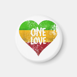Aimant One Love Rastafari T-Shirt Jamaïque Retro Vintage