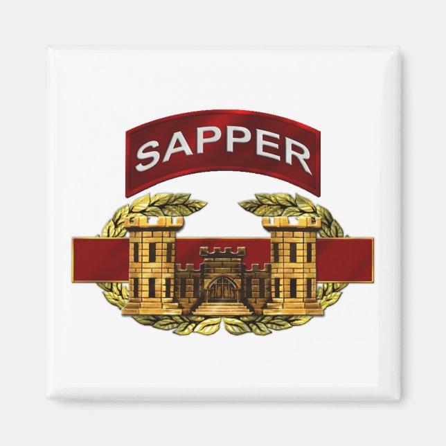 Aimant Onglet du sapeur avec insigne du génie de combat (Devant)