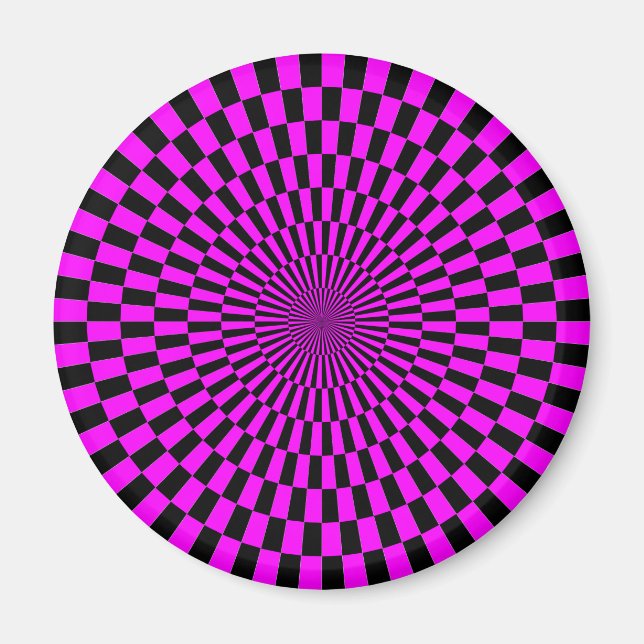 Aimant Op Art - Magenta et noir (Devant)