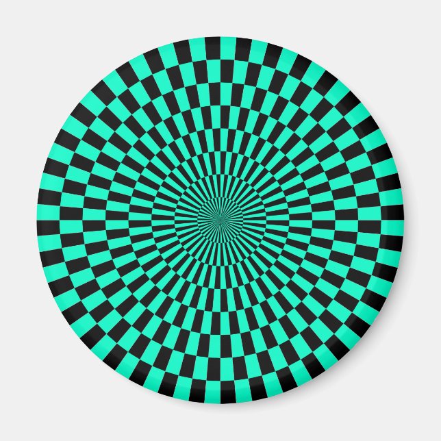 Aimant Op Art - Turquoise et Noir (Devant)