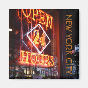 Aimant Open 24 Heures Neon Diner Sign New York City NYC