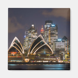 Aimant Opéra de Sydney & ville la nuit, Australie