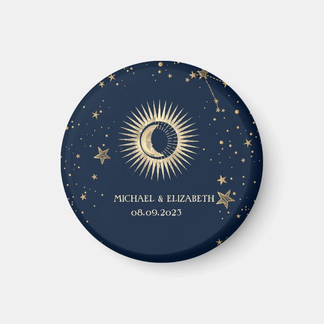 Aimant Or Céleste Soleil Et Lune Étoiles (Devant)