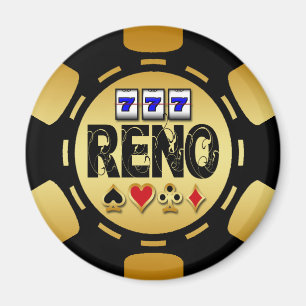 AIMANT OR DE RENO ET JETON DE POKER NOIR