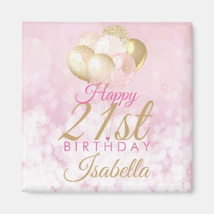 Aimant Or rose rose glamour 21e ballon d'anniversaire