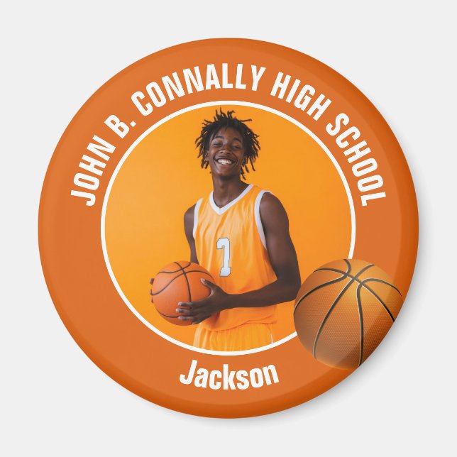 Aimant Orange Basketball Player High School Photo (Devant)