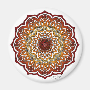 Aimant Orange & Brown Spiral et Floral Mandala