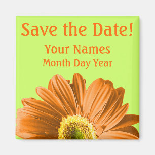 Aimant Orange Daisy Flower Enregistrer la date personnali