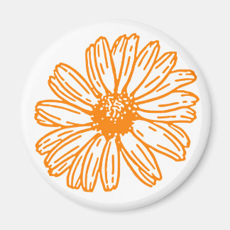Aimant Orange Daisy Flower Print, Vintage motif floral